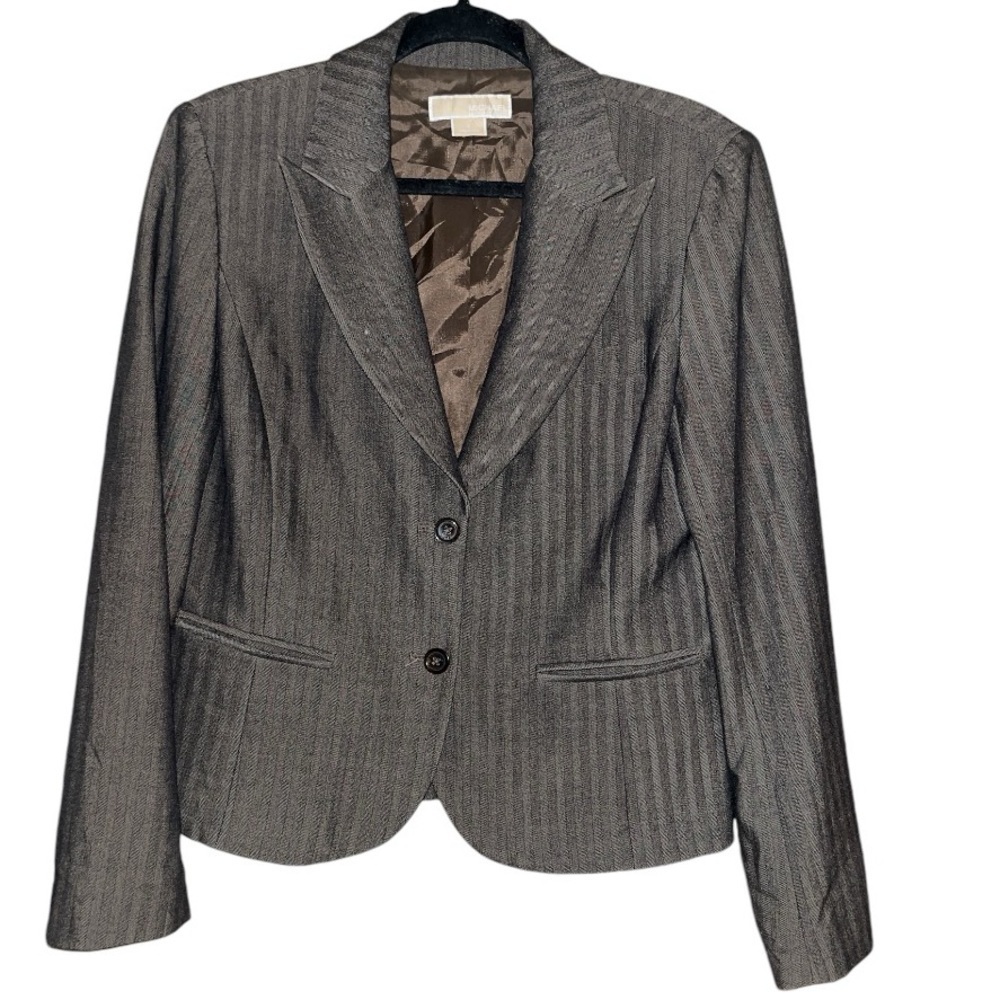 Michael Kors blazer gray brown women’s size 10 fall academia office neutral